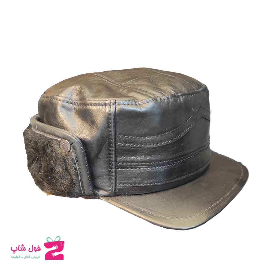 کلاه مردانه زمستانی چرم طبیعی خزدار کد 3390